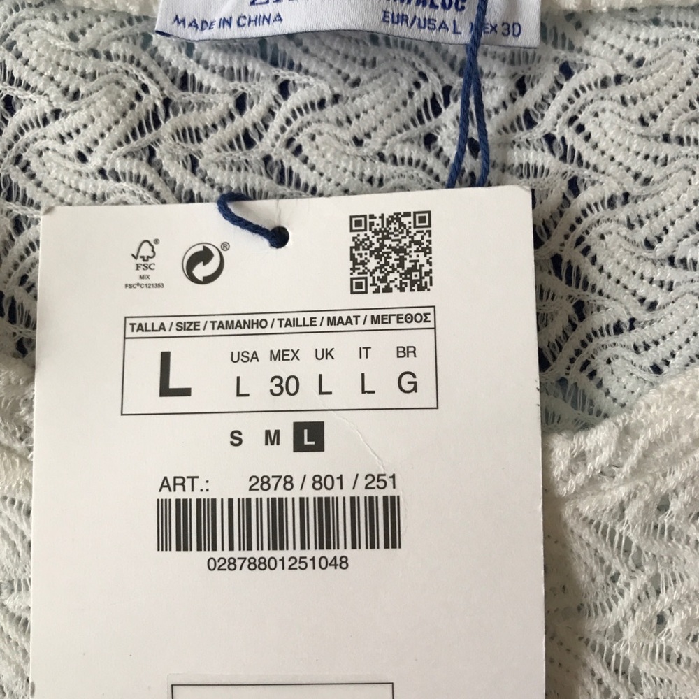 ZARA circular Trafaluc White Top Juniors Large - Picture 5 of 5